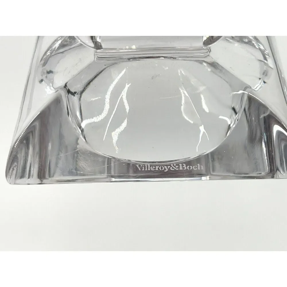 VILLEROY & BOCH Candle Taper Holders Crystal Square 4” Tall Set Of 2